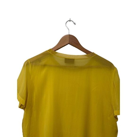 Missoni Short Sleeve Crew Neck Lightweight Sheer Top Yellow Gold Size Medium - Picture 4 of 11